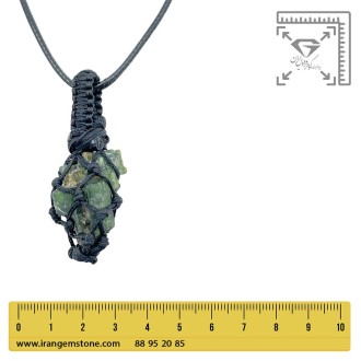 گردنبند سنگ تورمالین سبز مکرومه بافی