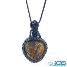 گردنبند سنگ چشم ببر مکرومه بافی