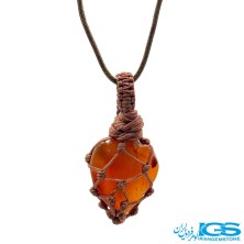 گردنبند کارنلین بافت مکرومه