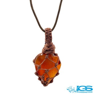 گردنبند کارنلین بافت مکرومه