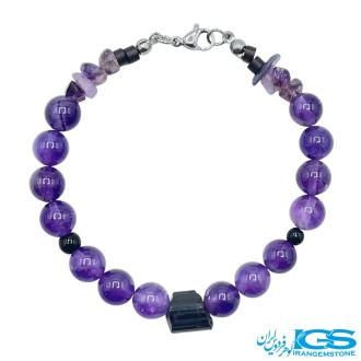 دستبند آمیتیست و تورمالین سیاه