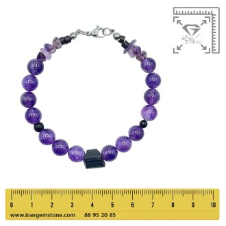 دستبند آمیتیست و تورمالین سیاه