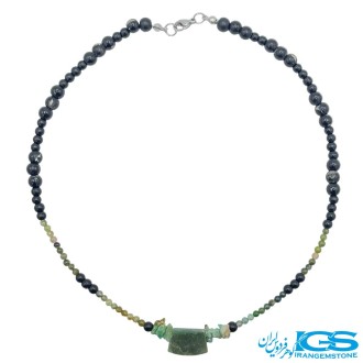 گردنبند زمرد و تورمالین سبز