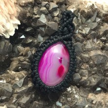 آویز بافت سنگ عقیق صورتی Agate