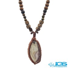 گردنبند سنگ چشم ببر و عقیق مکرومه بافی