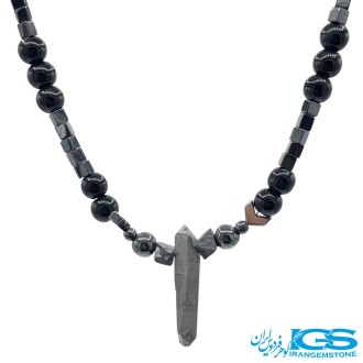 گردنبند سنگ کریستال کوارتز کروم و سنگ اونیکس