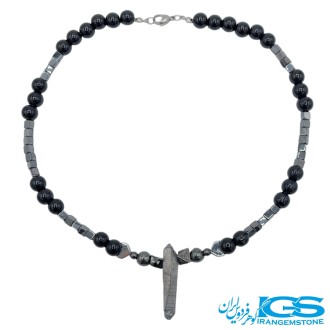 گردنبند سنگ کریستال کوارتز کروم و سنگ اونیکس