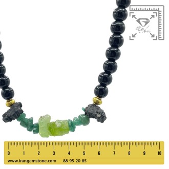 گرنبند زبرجد پریدوت تورمالین و آونتورین و اونیکس