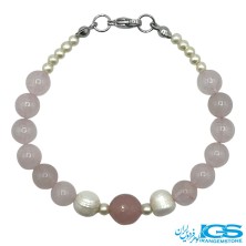 دستبند رزکوارتز با مروارید طبیعی