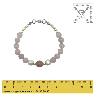 دستبند رزکوارتز با مروارید طبیعی