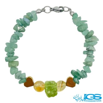 دستبند آونتورین سبز با زبرجد راف و سیترین