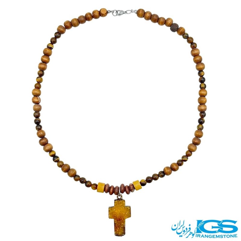 گردنبند سنگ چشم ببر و کریستال کوارتز