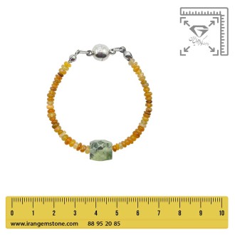 دستبند اوپال طلایی با سنگ پرهنیت غلاب استیل