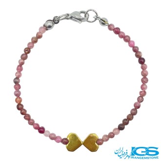 دستبند تورمالین قرمز غلاب استیل