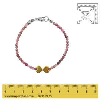 دستبند تورمالین قرمز غلاب استیل