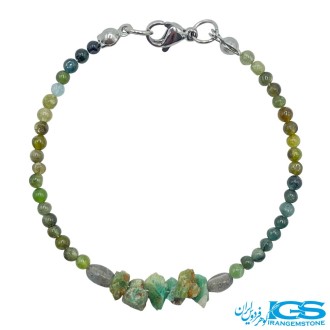دستبند سنگ تورمالین سبز و زمرد راف ولابرادوریت
