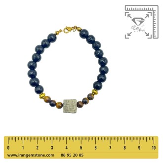 دستبند سنگ چشم ببر و اونیکس و پیریت