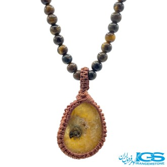 گردنبند فسیل آمونیت و چشم ببر