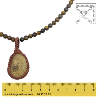 گردنبند فسیل آمونیت و چشم ببر