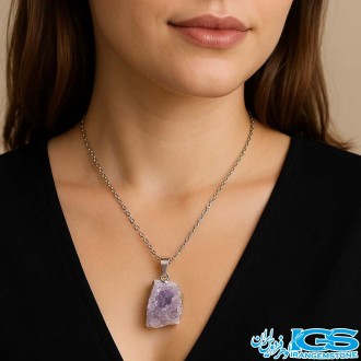 گردنبند سنگ آمیتیست راف بدون زنجیر