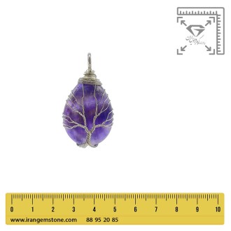 گردنبند آمیتیست درخت زندگی نقره ای بدون زنجیر