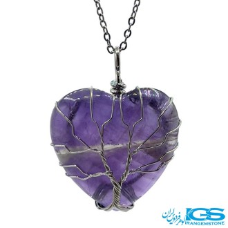 گردنبند قلب آمیتیست درخت زندگی قلب بدون زنجیر