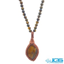 گردنبند سنگ چشم ببر مکرومه بافی