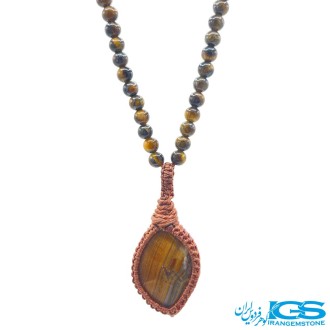 گردنبند سنگ چشم ببر مکرومه بافی