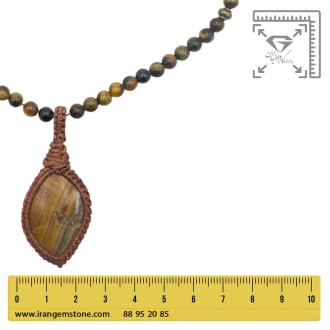 گردنبند سنگ چشم ببر مکرومه بافی