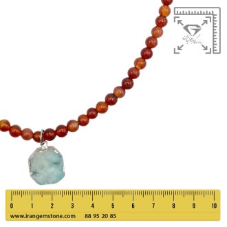 گردنبند عقیق کارنلین و سنگ کریستال کوارتز