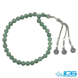 تسبیح آونتورین سبز ۳۳ دانه | سنگ آرامش قلب