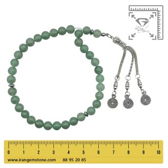 تسبیح آونتورین سبز ۳۳ دانه | سنگ آرامش قلب