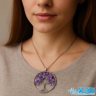 گردنبند آمیتیست درخت زندگی  بدون زنجیر
