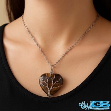 گردنبند سنگ چشم ببر درخت زندگی بدون زنجیر