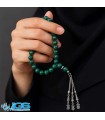 تسبیح ۳۳ دانه‌ای مالاکیت طبیعی | آرامش، محافظت و انرژی مثبت