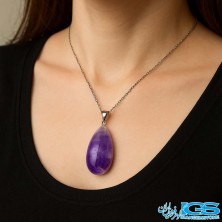 گردنبند سنگ آمیتیست طرح اشک – نماد آرامش و محافظت