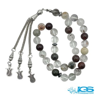 تسبیح سنگ کوارتز فانتوم ۳۳ دانه – انرژی پاکسازی و تحول معنوی