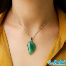 گردنبند آونتورین سبز اصل طرح برگ | سنگ شانس و انرژی مثبت