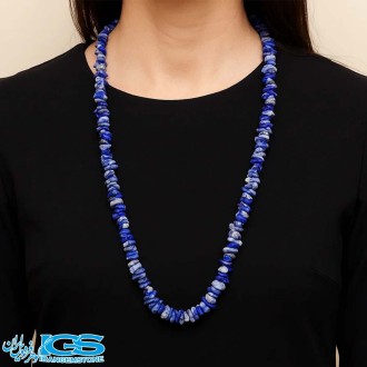 گردنبند لاجورد راف خورده چیپسی | سنگ طبیعی آرامش و بیان حقیقت