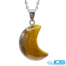 گردنبند سنگ چشم ببر طرح ماه (بدون زنجیر)