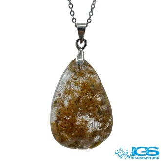 گردنبند سنگ روتایل طلایی بدون زنجیر