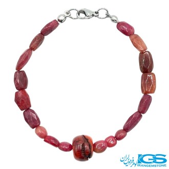 دستبند یاقوت سرخ جواهری و مرجان طبیعی