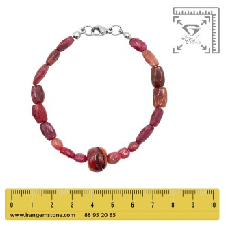 دستبند یاقوت سرخ جواهری و مرجان طبیعی