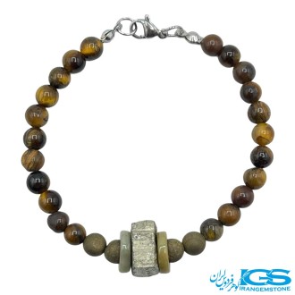 دستبند سنگ چشم ببر وسنگ پیریت