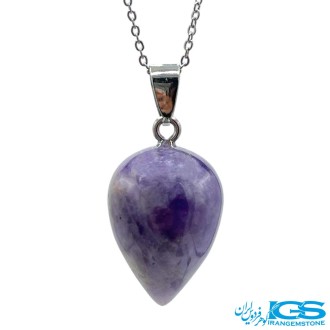 گردنبند سنگ آمیتیست طرح اشک– نماد آرامش و محافظت