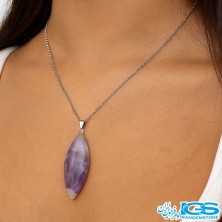 گردنبند سنگ آمیتیست طرح  بیضی– نماد آرامش و محافظت