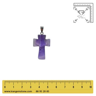 گردنبند سنگ آمیتیست طرح صلیب – نماد آرامش و محافظت