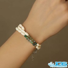 دستبند عقیق خزه ای و صدف جواهر طبیعت برای سلامتی و زیبایی