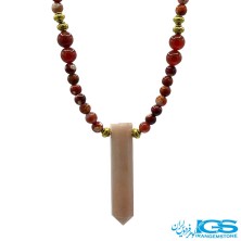 گردنبند سنگ جید صورتی و کارنلین