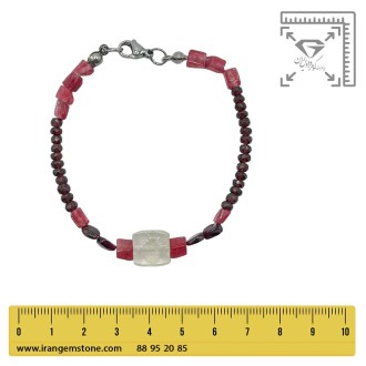 دستبند گارنت جواهری لعل سرخ و رودونیت